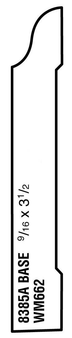 Main 1 - (8385A) 9/16" X 3-1/2" CLEAR PINE COLONIAL BASE MOULDING - Arlington Coal & Lumber