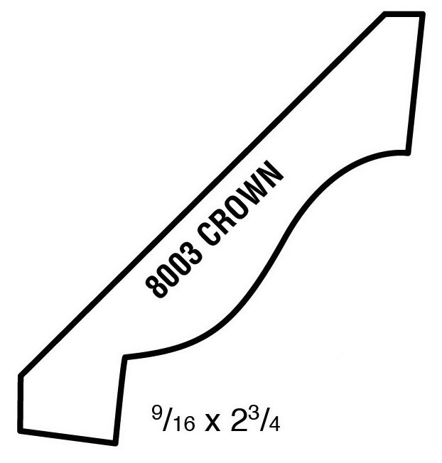 Main 1 - (8003) 9/16" X 2-3/4" CLEAR PINE CROWN MOULDING 10' - 16' ONLY - Arlington Coal & Lumber