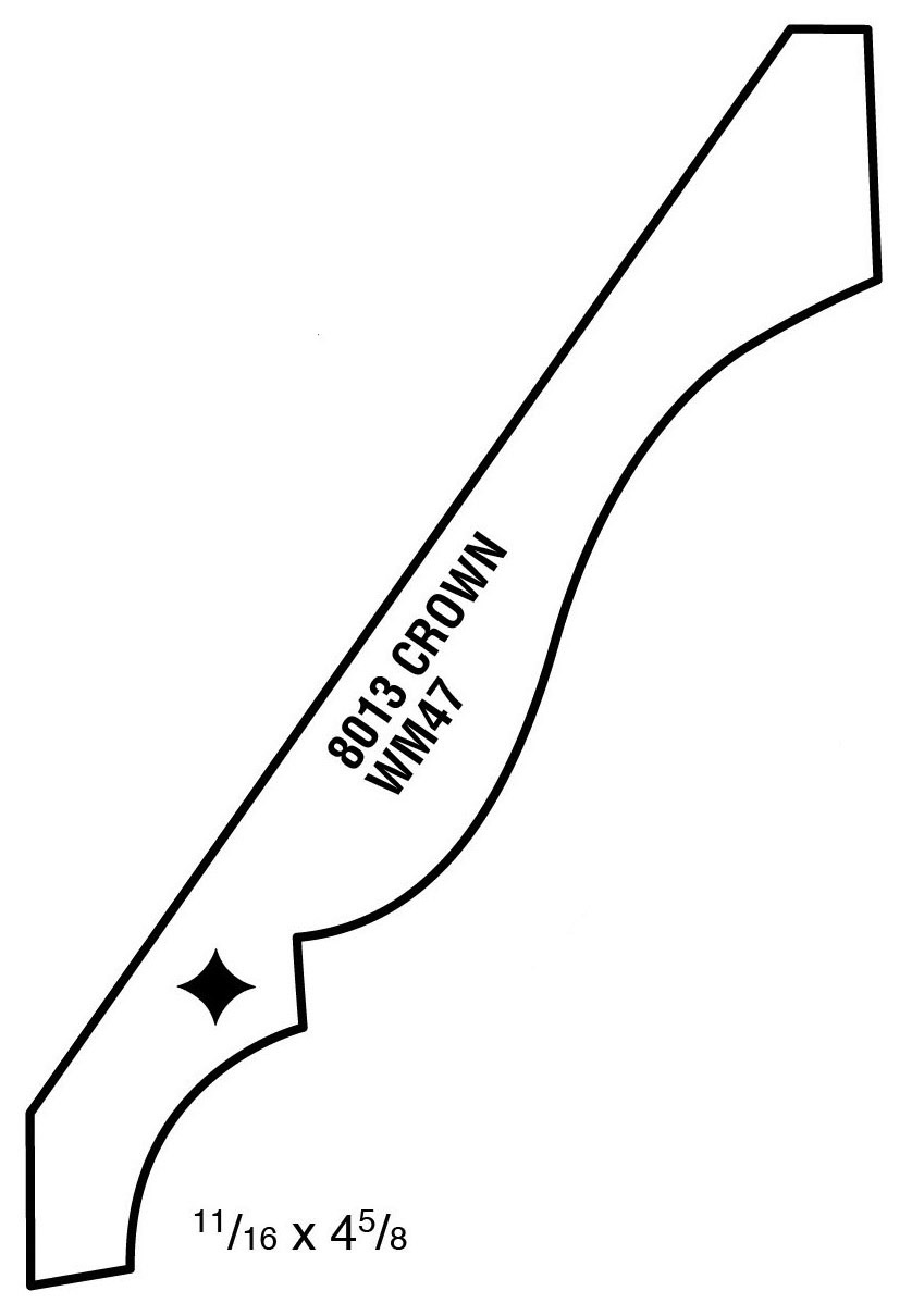 Main 1 - (8013) PINE 9/16" X 4-5/8" CLEAR PINE CROWN MOULDING *** OG COVE EDGE *** 10'-16' - Arlington Coal & Lumber