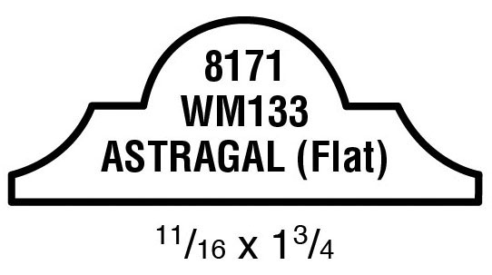 Main 1 - (8171) 11/16" X 1-3/4" CLEAR PINE ASTRAGAL MOULDING - Arlington Coal & Lumber