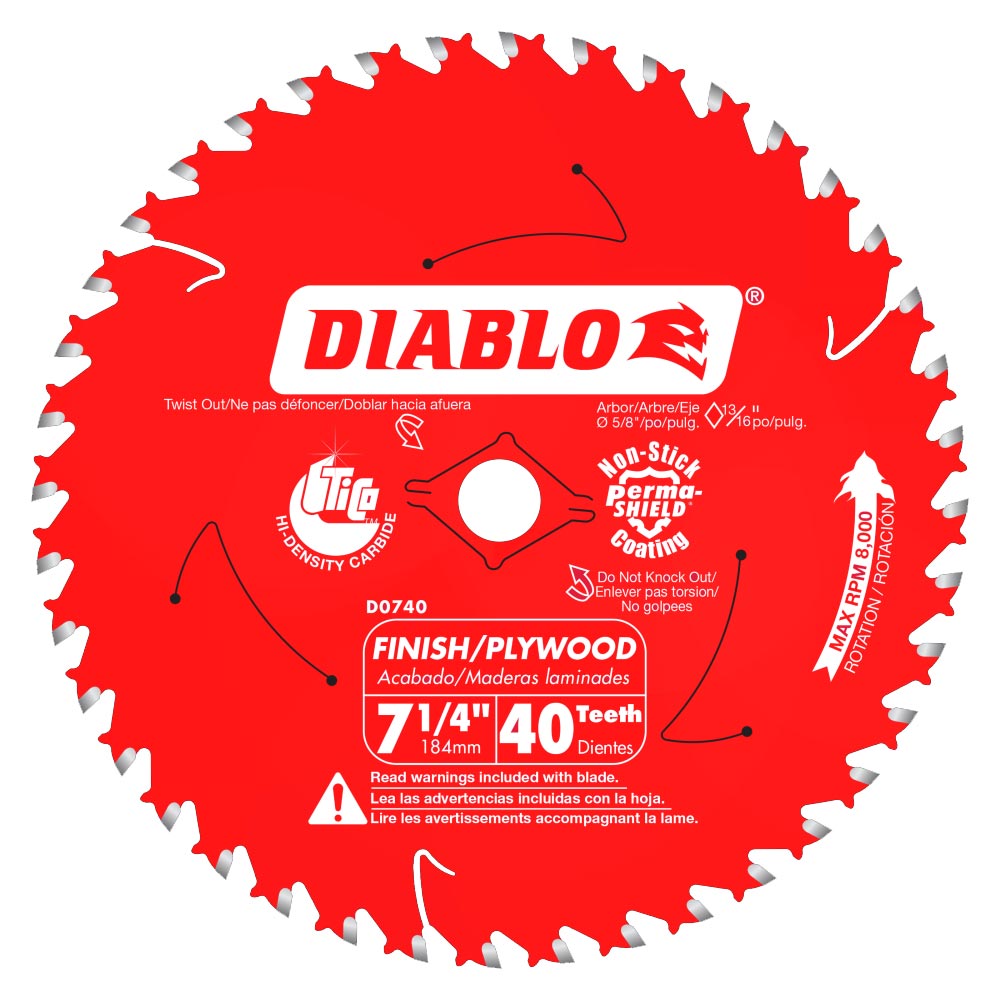 Main 1 - DIABLO 7-1/4" X 40TH CIRCULAR SAW BLADE (D0740A) - Arlington Coal & Lumber