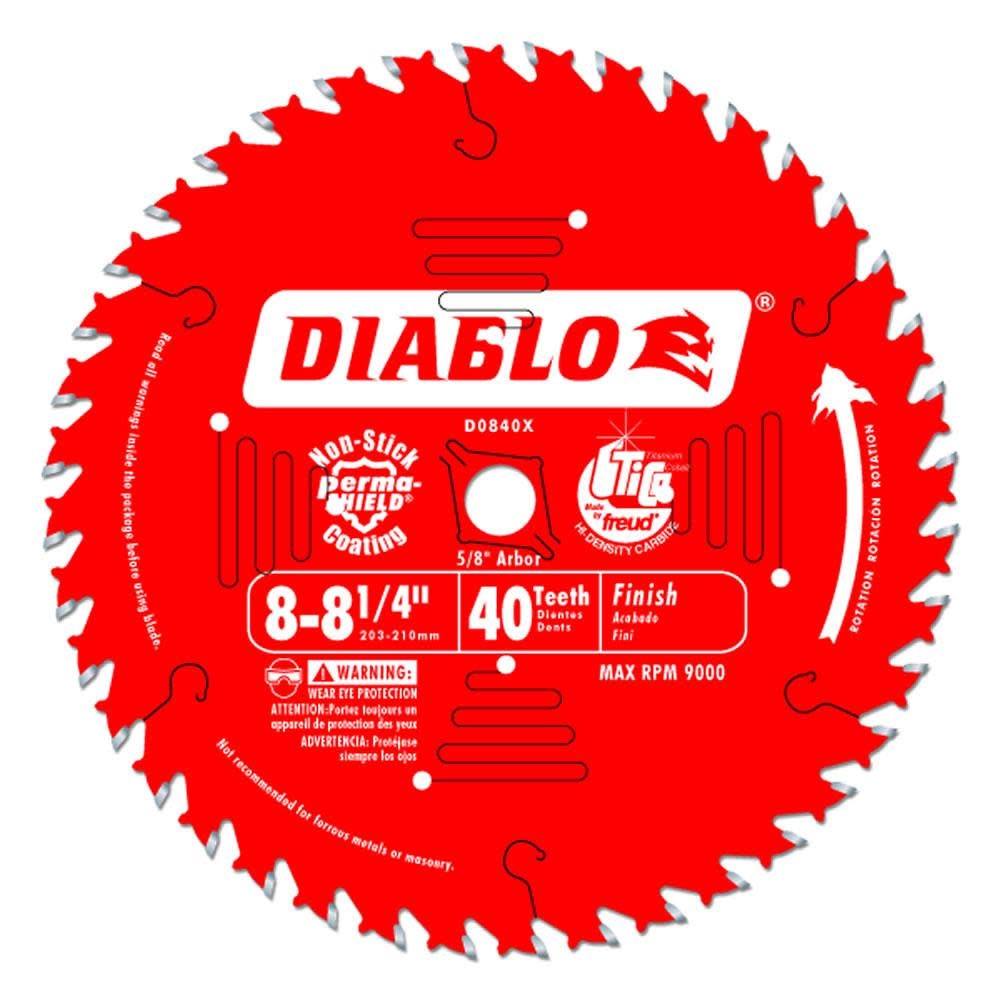 Main 1 - DIABLO 8-1/4" X 40TH FINISH BLADE (D0840X) - Arlington Coal & Lumber