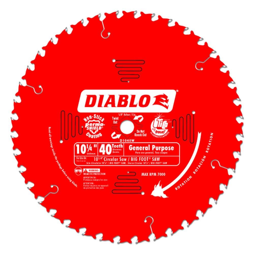 Main 1 - DIABLO 10-1/4" X 40TH CIRCULAR SAW BLADE 5/8 ARBOR (D1040W) - Arlington Coal & Lumber