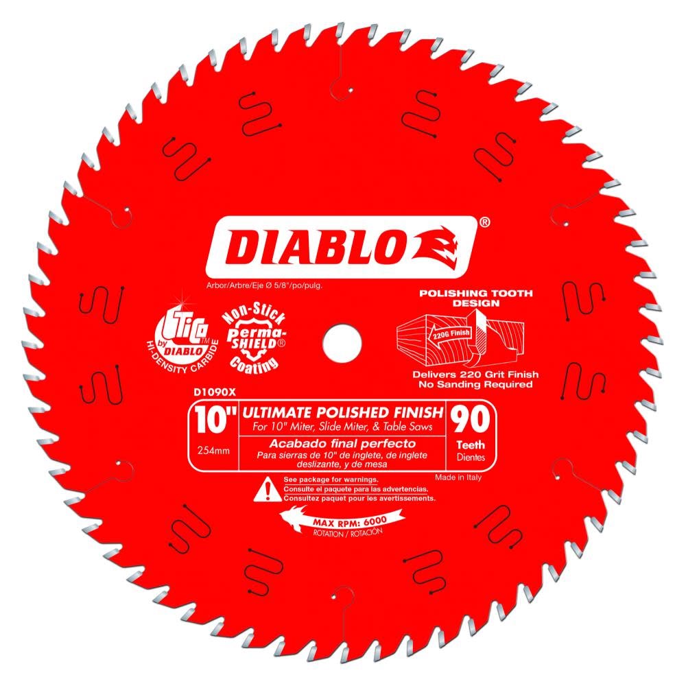 Main 1 - DIABLO 10' X 90TH ULTRA FINE FINISH SAW BLADE (D1090X) - Arlington Coal & Lumber