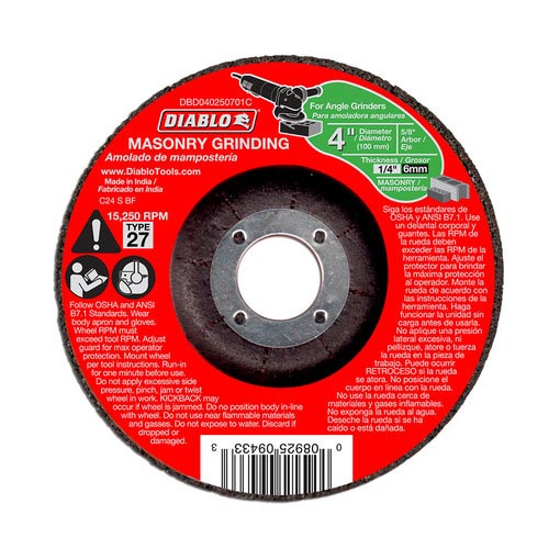 Main 1 - DIABLO 1/4"X4" MASONRY CUT OFF WHEEL 5/8 ARBOR (DBD040250701C)  - Arlington Coal & Lumber