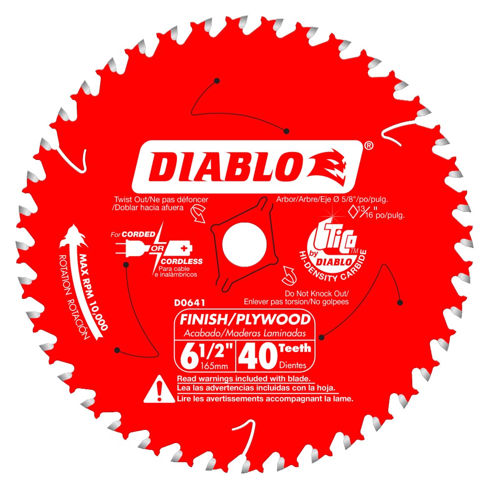 Main 1 - DIABLO 6-1/2" X 40TH FINISHING SAW BLADE (D0641A) - Arlington Coal & Lumber