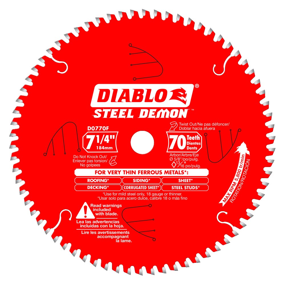 Main 1 - DIABLO 7-1/4" X 70TH CIRCULAR SAW BLADE STEEL DEMON (D0770FA) - Arlington Coal & Lumber