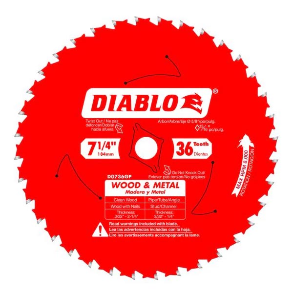 Main 1 - DIABLO D0736GPX BLADE GP 7-1/4 X 36T  - Arlington Coal & Lumber