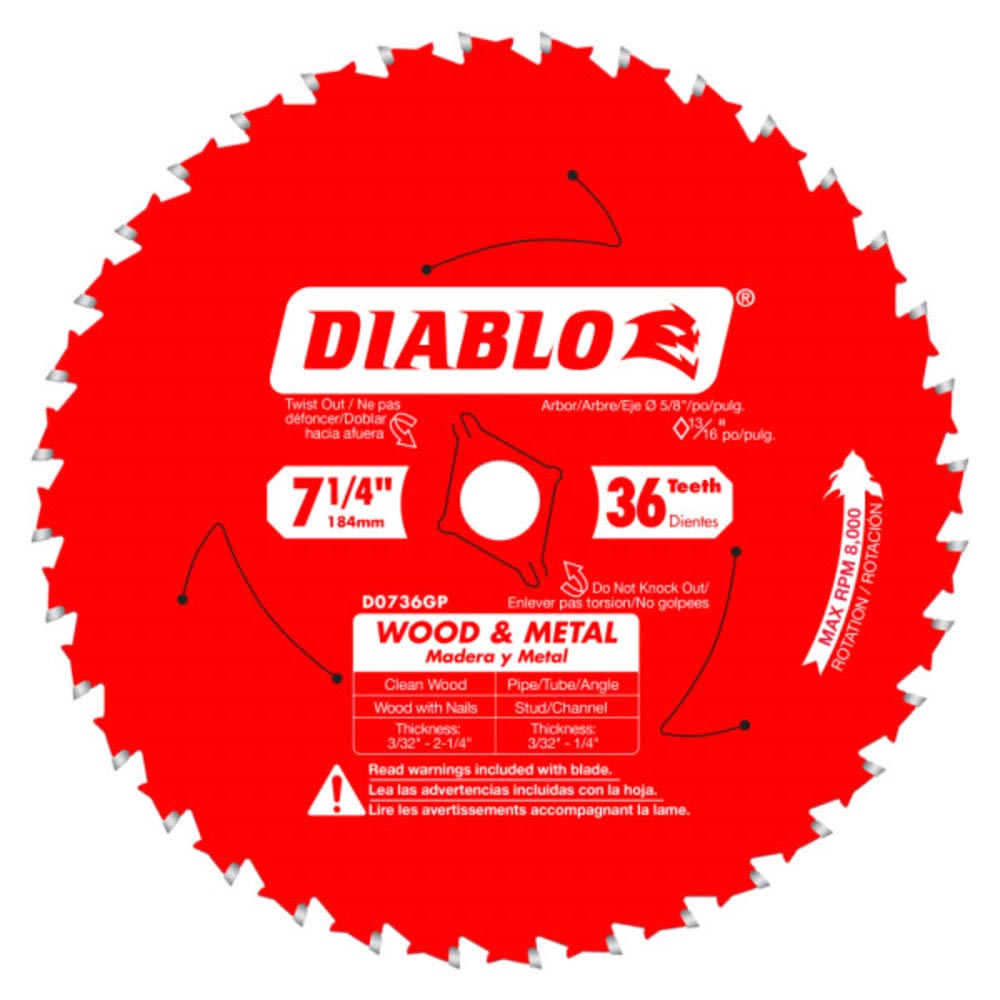 Main 1 - DIABLO 7-1/4 CBD M/W SAW BLADE (D0736GPA)  - Arlington Coal & Lumber