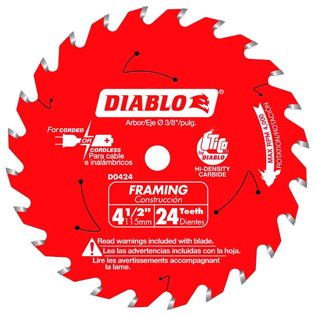 Main 1 - DIABLO 4-1/2 FRAMING BLADE 24 TEETH (D0424X) - Arlington Coal & Lumber