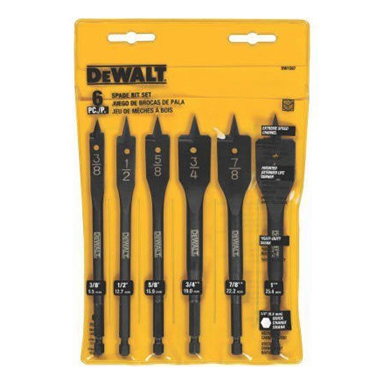Main 1 - DW1587 WOOD SPADE BIT SET 6PC 6PC WOOD BORING SPADE BIT SET - Arlington Coal & Lumber