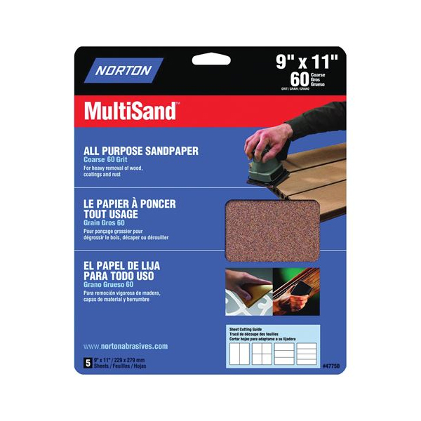 Main 1 - 47750 9X11 ALUM OX SNDPR 60 SANDPAPER AL OXIDE 9X11IN P60 - Arlington Coal & Lumber