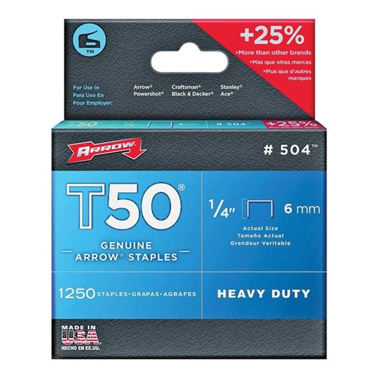 Main 1 - ARROW 1/4" T50 STAPLE 1250PK (#504) - Arlington Coal & Lumber