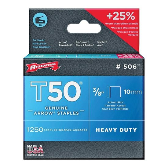 Main 1 - ARROW 3/8" T50 STAPLE 1250PK (#506) - Arlington Coal & Lumber