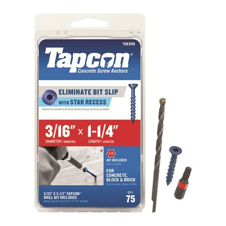 TAPCON 3/16 X 1-1/4" P/HEAD MASONRY SCREW 75 PK (#24350) - Arlington Coal & Lumber