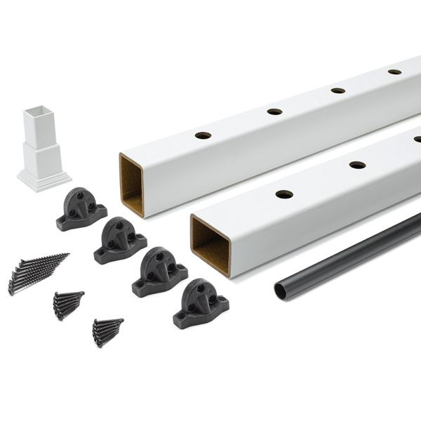Main 1 - TREX TRANSCEND WHITE STAIR 8' X 36" RAIL KIT (TOP & BTM RAIL, HARDWARE, ADJ. FOOTBLOCK, BALS) - Arlington Coal & Lumber