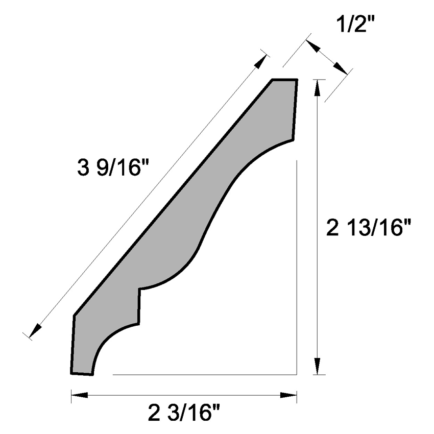 Main 3 - (8009) PINE 9/16" X 3-5/8" CLEAR PINE CROWN MOULDING *** OG COVE EDGE *** - Arlington Coal & Lumber