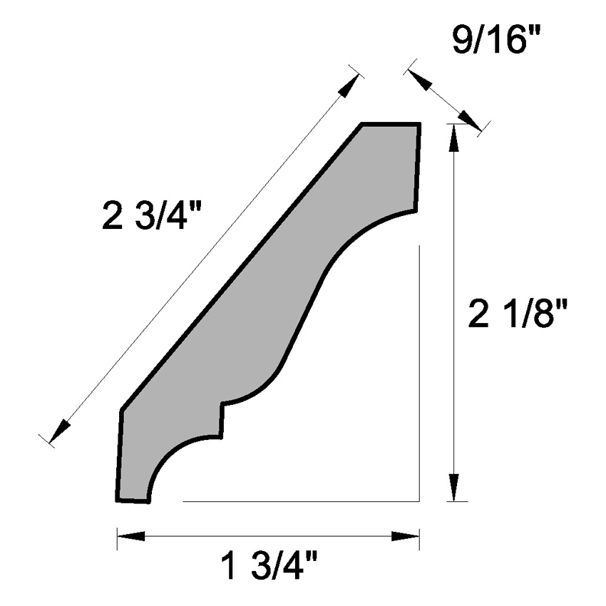 Main 1 - (8010) PINE 9/16" X 2-3/4" CLEAR PINE CROWN MOULDING *** OG COVE EDGE *** - Arlington Coal & Lumber
