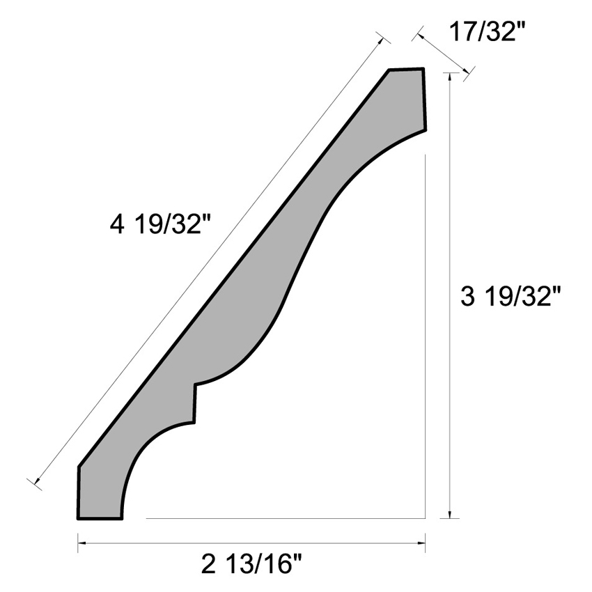 Main 3 - (8013) PINE 9/16" X 4-5/8" CLEAR PINE CROWN MOULDING *** OG COVE EDGE *** 10'-16' - Arlington Coal & Lumber
