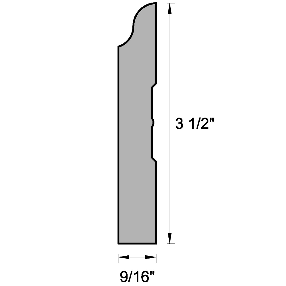 Main 3 - (8385A) 9/16" X 3-1/2" CLEAR PINE COLONIAL BASE MOULDING - Arlington Coal & Lumber