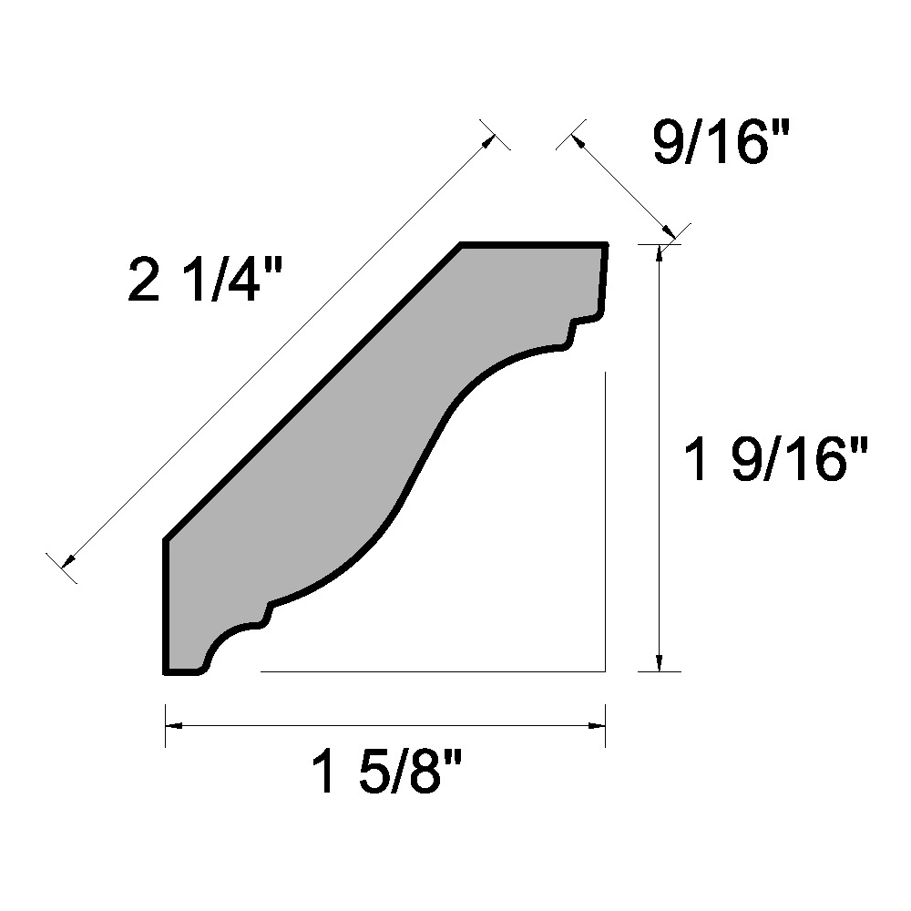 Main 3 - (8624) 9/16" X 2-1/4" CLEAR PINE CORNICE MOULDING - Arlington Coal & Lumber