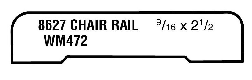 Main 1 - (8627) 9/16" X 2-1/2" CLEAR PINE CHAIR RAIL MOULDING - Arlington Coal & Lumber