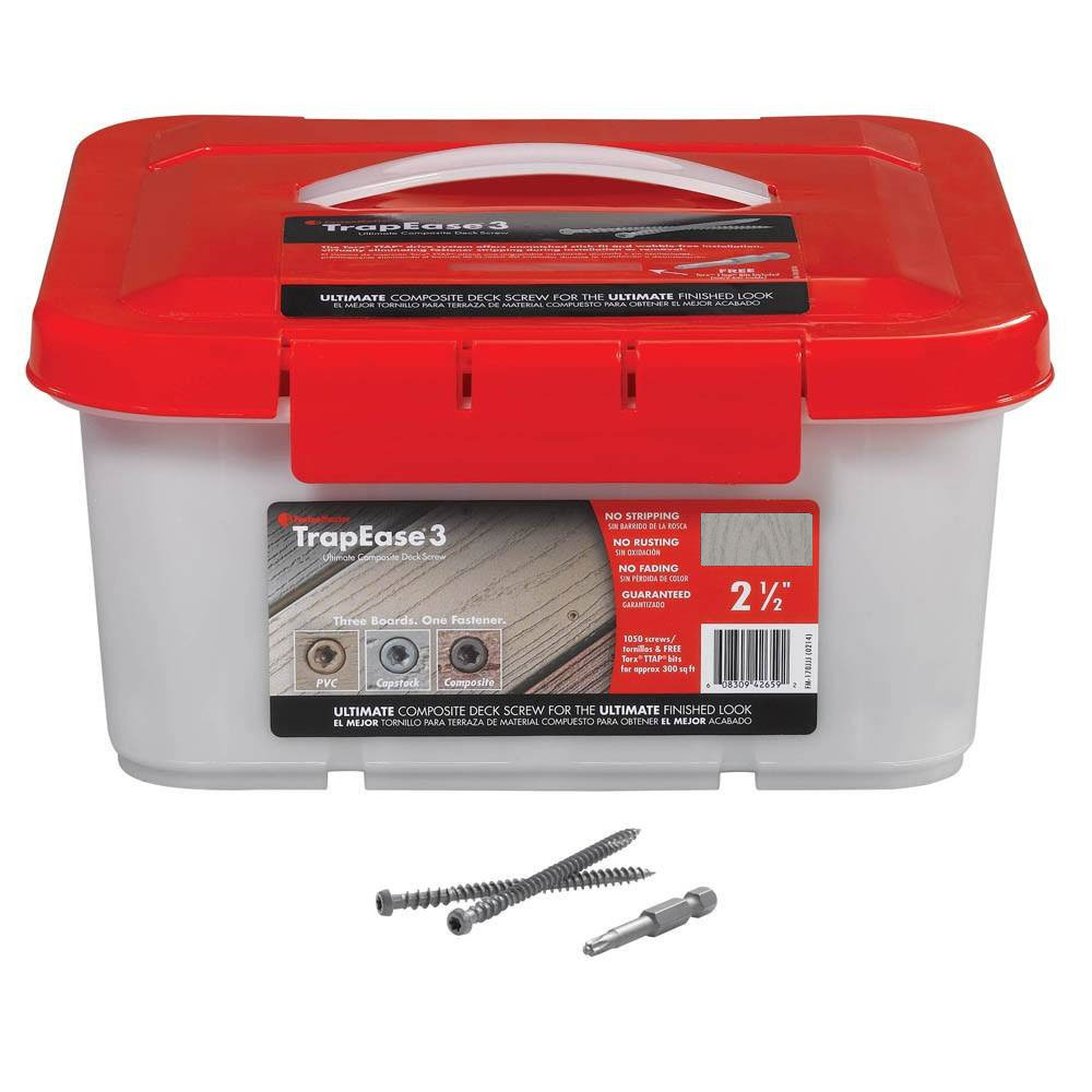 Main 1 - TRAPEASE-3 PEBBLE GRAY TREX SELECT SCREWS (1050 COUNT) #9 X 2-1/2" TORX® TTAP® DRIVE - Arlington Coal & Lumber