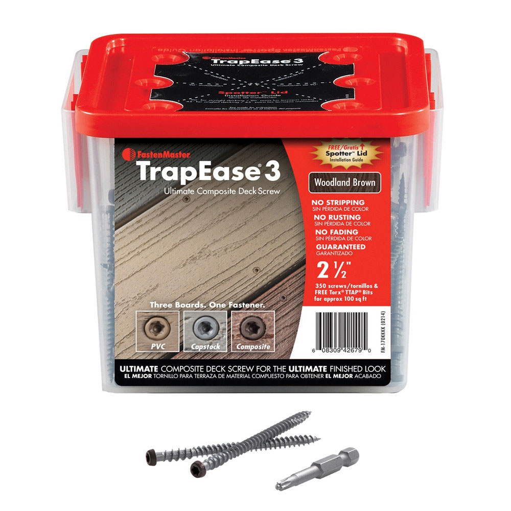 Main 1 - TRAPEASE-3 WOODLAND BROWN TREX SELECT SCREWS (350 COUNT) #9 X 2-1/2" TORX® TTAP® DRIVE - Arlington Coal & Lumber
