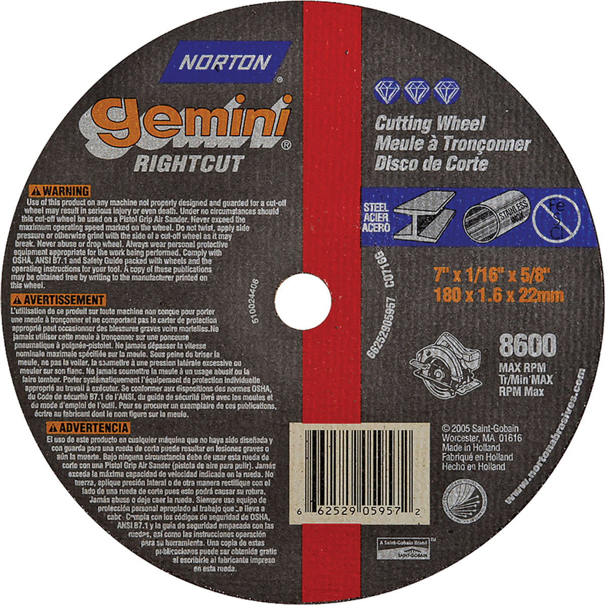 Main 1 - CUTOFF WHEEL ALOX TYPE1 7IN - Arlington Coal & Lumber