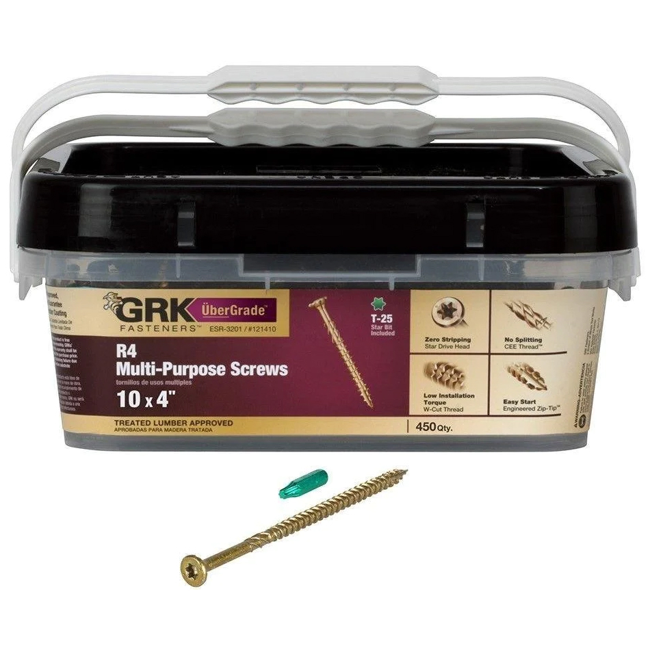 Main 2 - GRK #10 X 4" R4 MULTI PURPOSE SCREW (450 PCS) XL BUCKET T-25 - Arlington Coal & Lumber