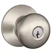 Main 1 - SCHLAGE F51APLY619 ENTRY LOCK PLYMOUTH KNOB K4  SATIN NICKEL ** BOXED ** - Arlington Coal & Lumber