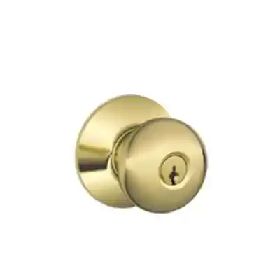 SCHLAGE F51 PLY 605 ENTRY LOCK. BRIGHT BRASS FINISH - Arlington Coal & Lumber