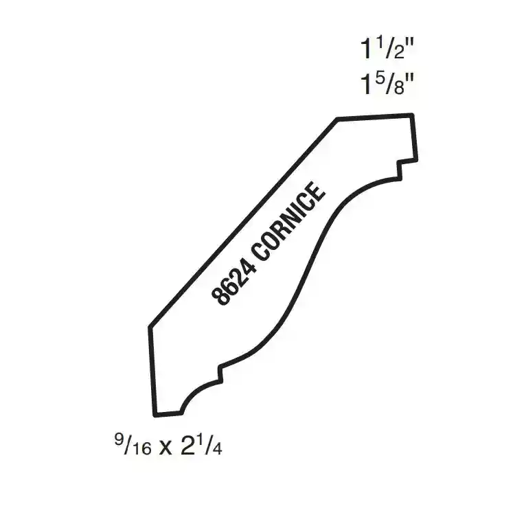 Main 2 - (8624) 9/16" X 2-1/4" CLEAR PINE CORNICE MOULDING - Arlington Coal & Lumber