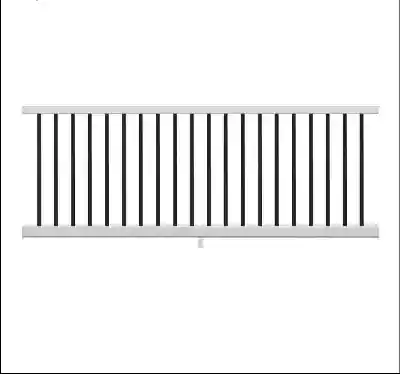 Main 1 - TREX **SELECT** WHITE HORIZONTAL 8' X 36" RAIL KIT W/BLACK ALUM BALS (TOP & BTM RAIL, HARDWARE, ADJ. FOOTBLOCK, BALS) - Arlington Coal & Lumber