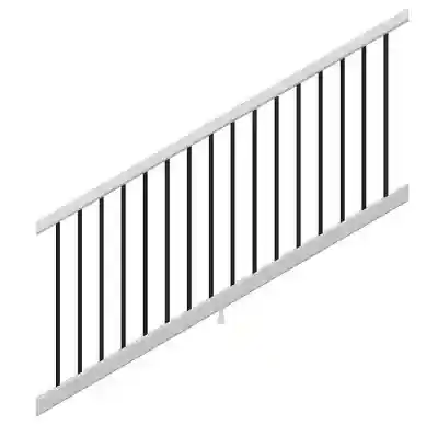 Main 1 - TREX **SELECT** WHITE STAIR 8' X 36" RAIL KIT W/BLACK ALUM BALS (TOP & BTM RAIL, HARDWARE, ADJ. FOOTBLOCK, BALS) - Arlington Coal & Lumber
