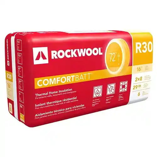 Main 1 - ROCKWOOL R-30 7-1/4" X 15-1/4" X 47" COMFORT-BATT; 29.9 SQFT/PKG (6/47" BATTS) #291369  - Arlington Coal & Lumber