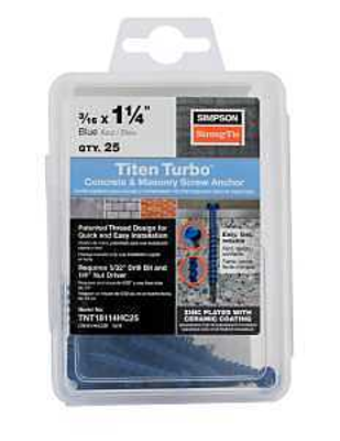 SIMPSON 3/16 X 1-1/4 HEX TITEN TURBO 25 TUB (TNT18114HC25) - Arlington Coal & Lumber