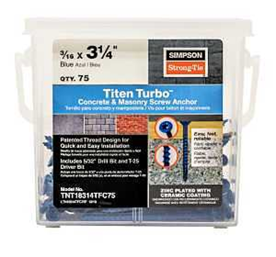 SIMPSON 3/16 X 3-1/4 FLAT TITEN TURBO 75 TUB (TNT18314TFC75) - Arlington Coal & Lumber