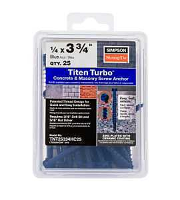 SIMPSON 1/4 X 3-3/4 HEX TITEN TURBO 25 TUB (TNT25334HC25) - Arlington Coal & Lumber