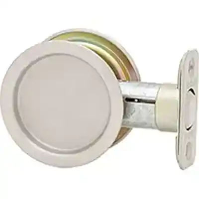 LATCH POCKET DOOR PASSAGE SATIN NICKEL FOR 2-1/8" BORE (33415RND)  - Arlington Coal & Lumber