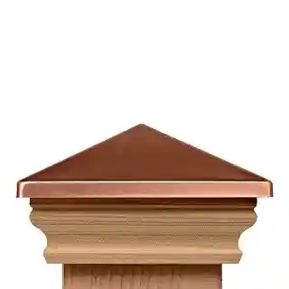 Main 1 - 6 X 6 WESTERN RED CEDAR COPPER CLAD HIGH POINT SLIP OVER POST CAP - Arlington Coal & Lumber