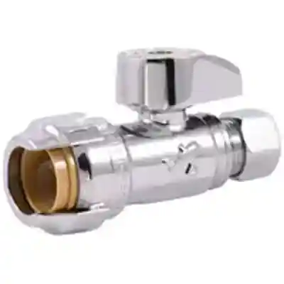 SHARKBITE STOP VALVE, 1/2 X 3/8 IN COMPRESSION, BRASS, CHROME (23037-0000LF) - Arlington Coal & Lumber