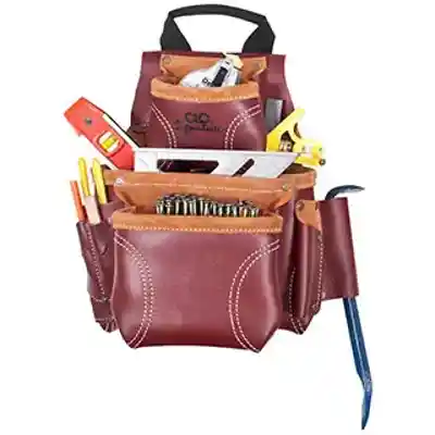 CLC 8 POCKET "SIGNATURE ELITE" PRO FRAMER LEATHER NAIL & TOOL BAG  - Arlington Coal & Lumber