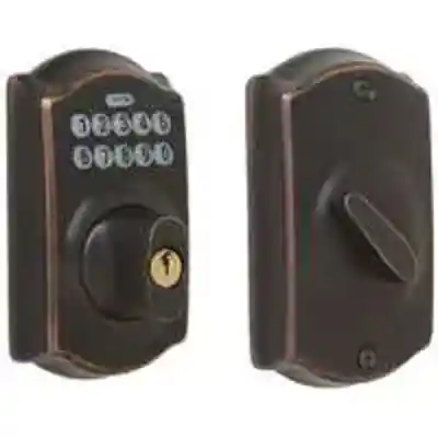 SCHLAGE BE365VCAM716 CAMELOT ELECTRONIC KEYPAD DEADBOLT AGED BRONZE ** VISUAL PACK ** - Arlington Coal & Lumber