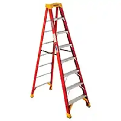 WERNER 8 FT. (TYPE 1A) FIBERGLASS STEP LADDER 300 LB SINGLE SIDED (MODEL #6208) ORANGE - Burlington Lumber Company