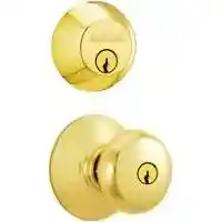 Main 1 - SCHLAGE FB50VPLY505 PLYMOUTH ENTRY KNOB/DEADBOLT COMBO K4 BRIGHT BRASS ** VISUAL PACK ** - Arlington Coal & Lumber