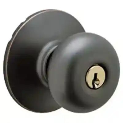 SCHLAGE F51AVPLY716 ENTRY LOCK PLYMOUTH KNOB K4 AGED BRONZE **VISUAL PACK** - Arlington Coal & Lumber