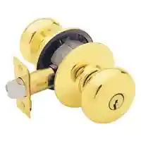 Main 1 - SCHLAGE F51AVPLY505 ENTRY LOCK PLYMOUTH KNOB K4 BRIGHT BRASS **VISUAL PACK** - Arlington Coal & Lumber