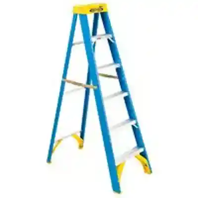 WERNER 6 FT. (TYPE-1) FIBERGLASS STEP LADDER 250 LB (MODEL #6006) BLUE - Burlington Lumber Company