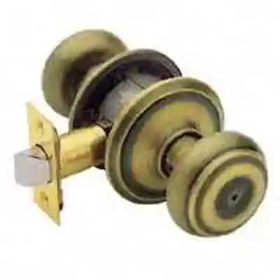 SCHLAGE F40VGEO609 PRIVACY GEOGIAN KNOB ANTIQUE BRASS ** VISUAL PACK ** - Arlington Coal & Lumber